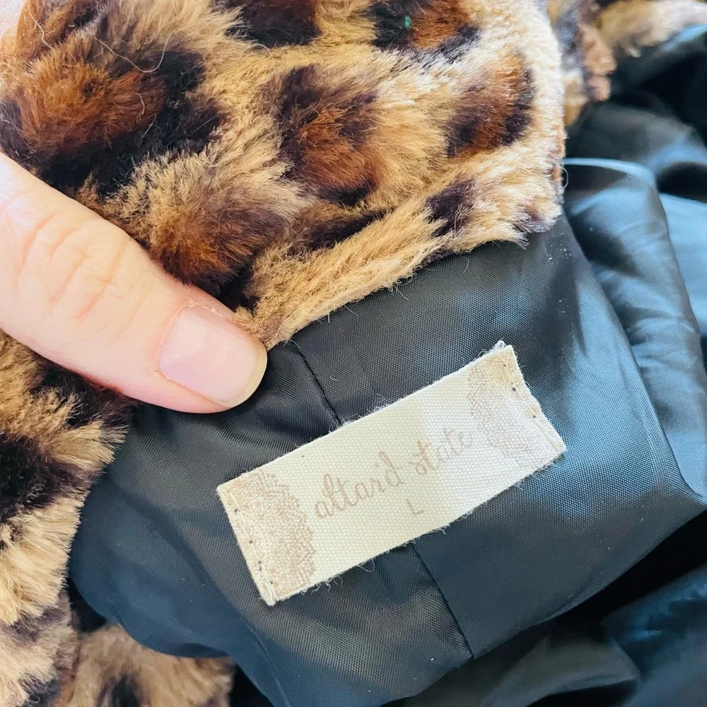Altar'd State Leopard Print Faux Fur Coat in Brown and Black - Picture 7 of 13